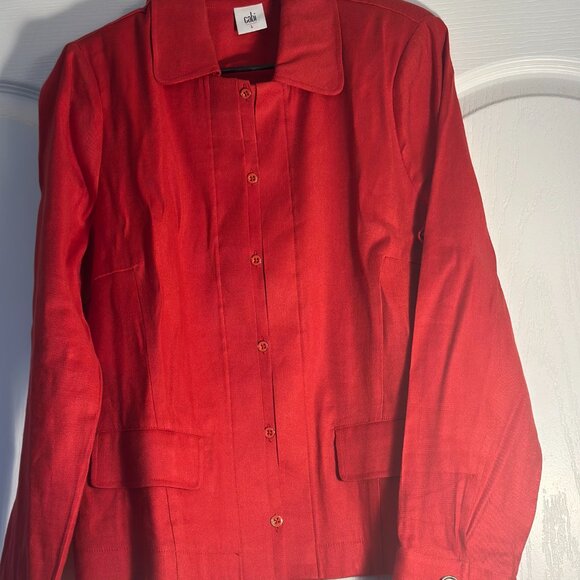 CAbi 5472 Red Valentine Linen Blend Suit – Jacket L & Pants 10 - Picture 3 of 15